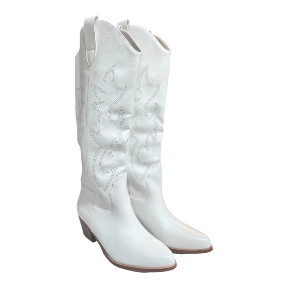 Western Cowboy Boots for Women Knee High Wide Calf Embroidered Southwestern - Picture 3 of 10